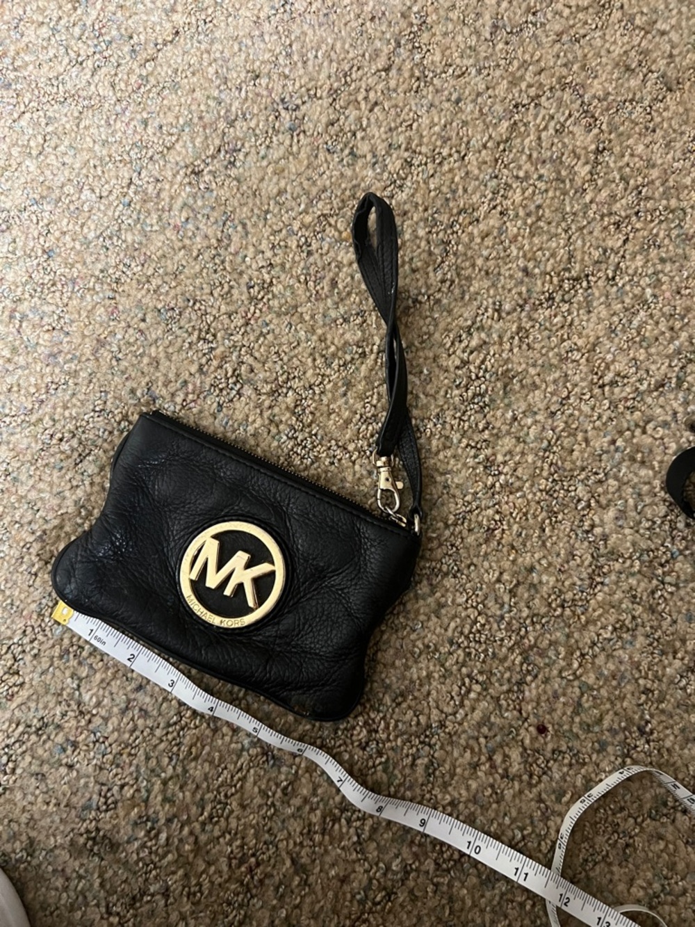Michael Kors navy  Leather Wristlet with Gold MK Emblem